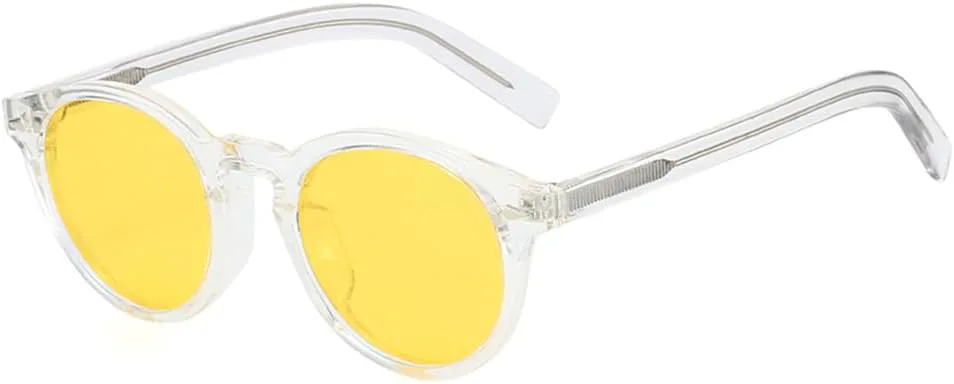 

Солнцезащитные очки UV400 с круглым градиентом и заклепками в стиле панк для женщин и мужчин, для бега и занятий спортом на открытом воздухе UYPTK, Transparent Yellow