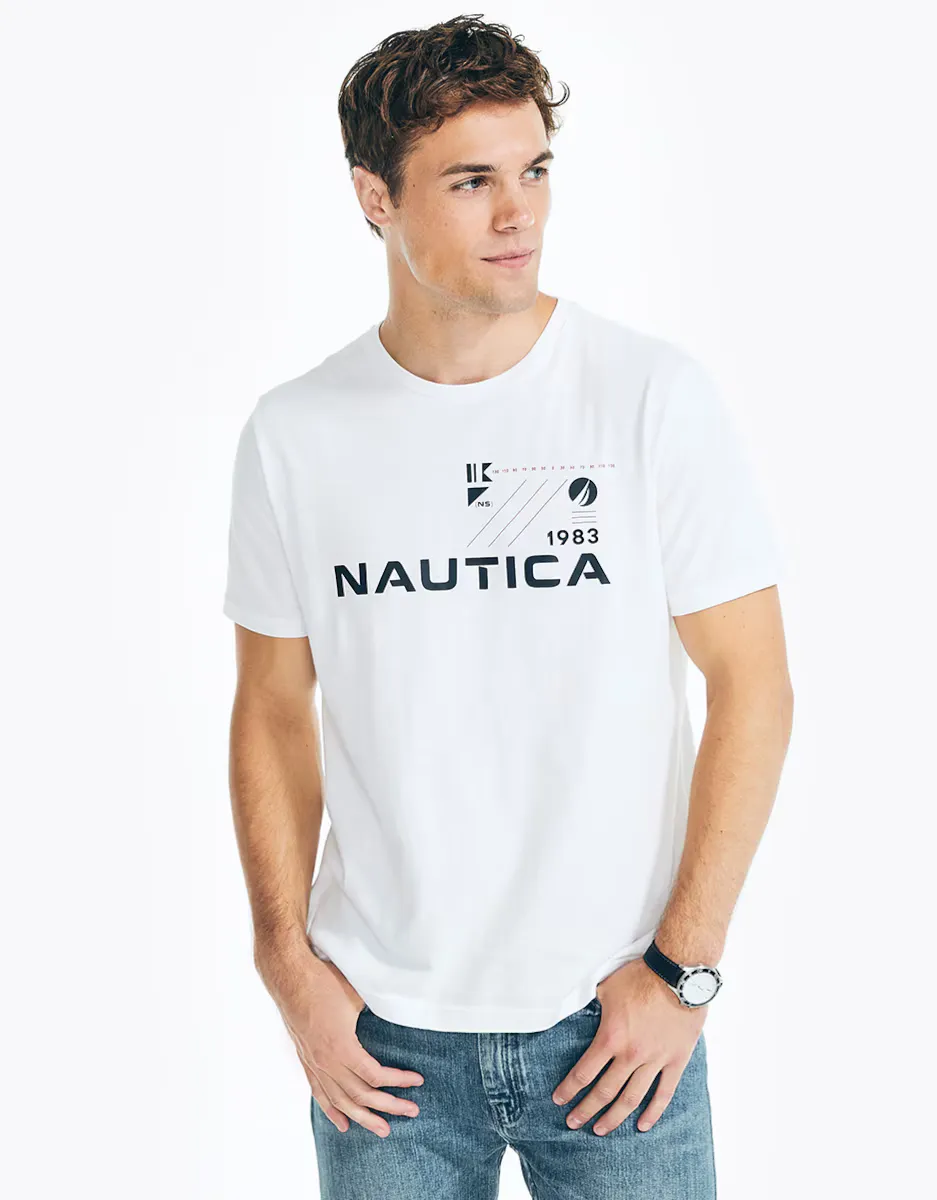

Мужская белая футболка с короткими рукавами Nautica, белый