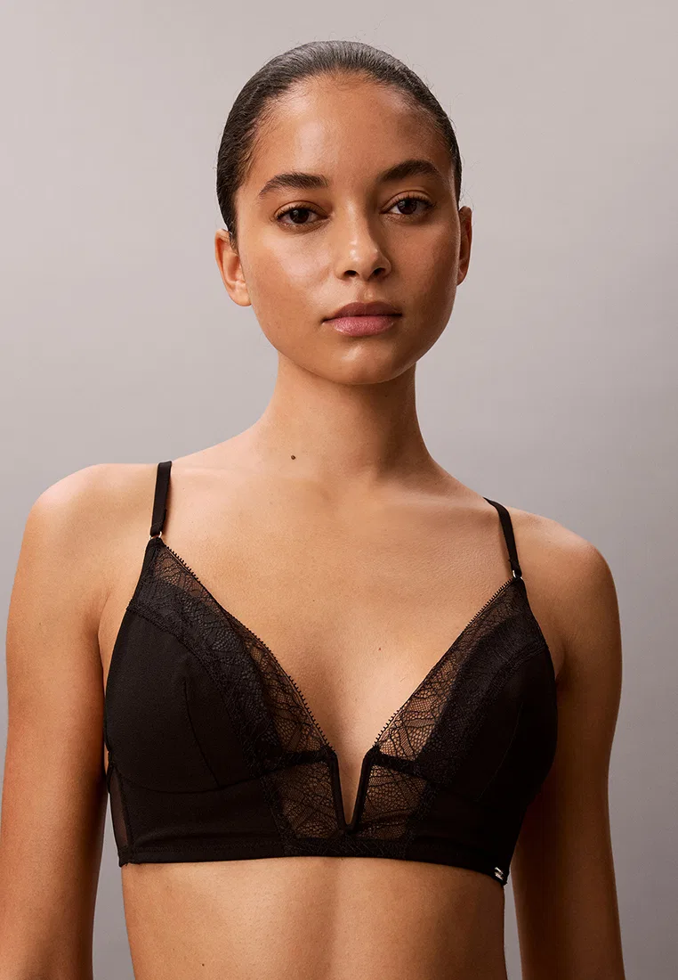 Бюстгальтер треугольный, кружевной, на тонкой подкладке, Calvin Klein, цвет Geo Lace — фото 4