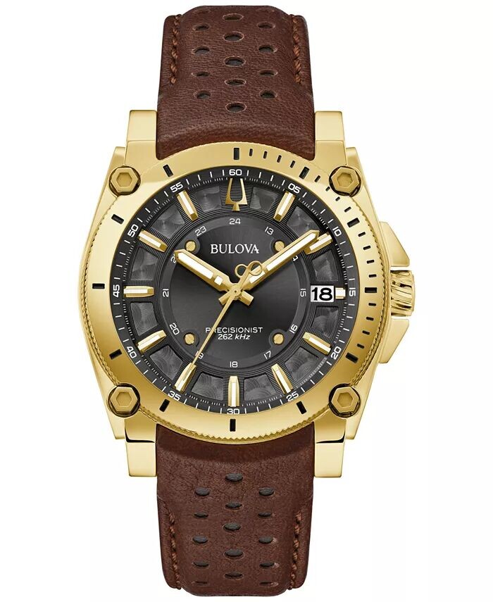 

Мужские часы Precisionist Icon с коричневым кожаным ремешком, 40 мм Bulova