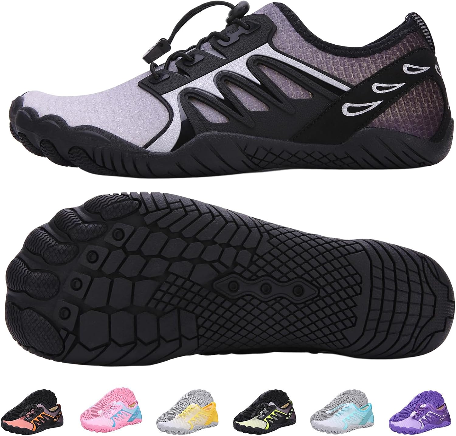 

Кроссовки для походов с широким носком для мужчин и женщин, противоскользящие водные кроссовки, обувь для бега, пляжа, плавания и бассейна Kiyenus, серый