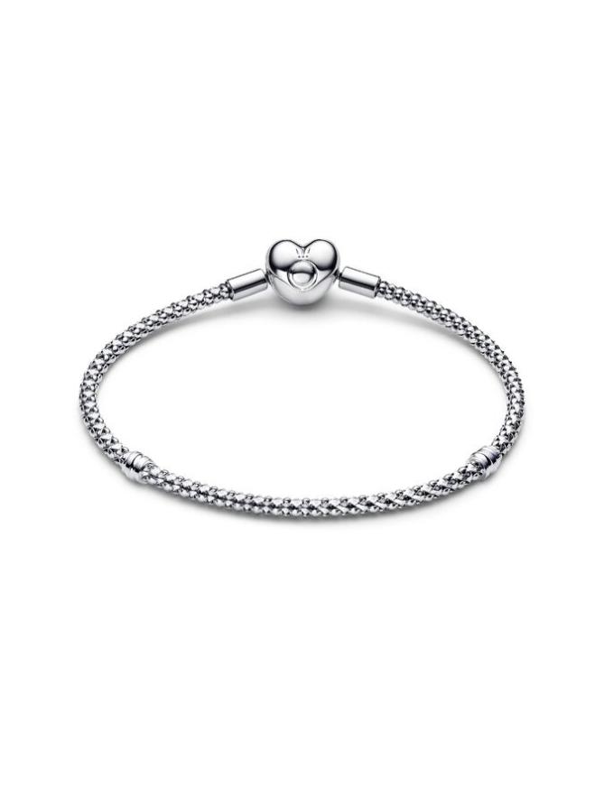 

Браслет Pandora Heart Clasp Studded Chain Bracelet, стерлинговое серебро