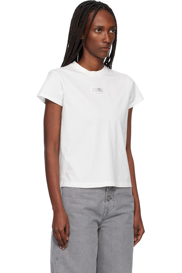 Цифровая хлопковая футболка Mm6 Maison Margiela, Off-White — фото 2