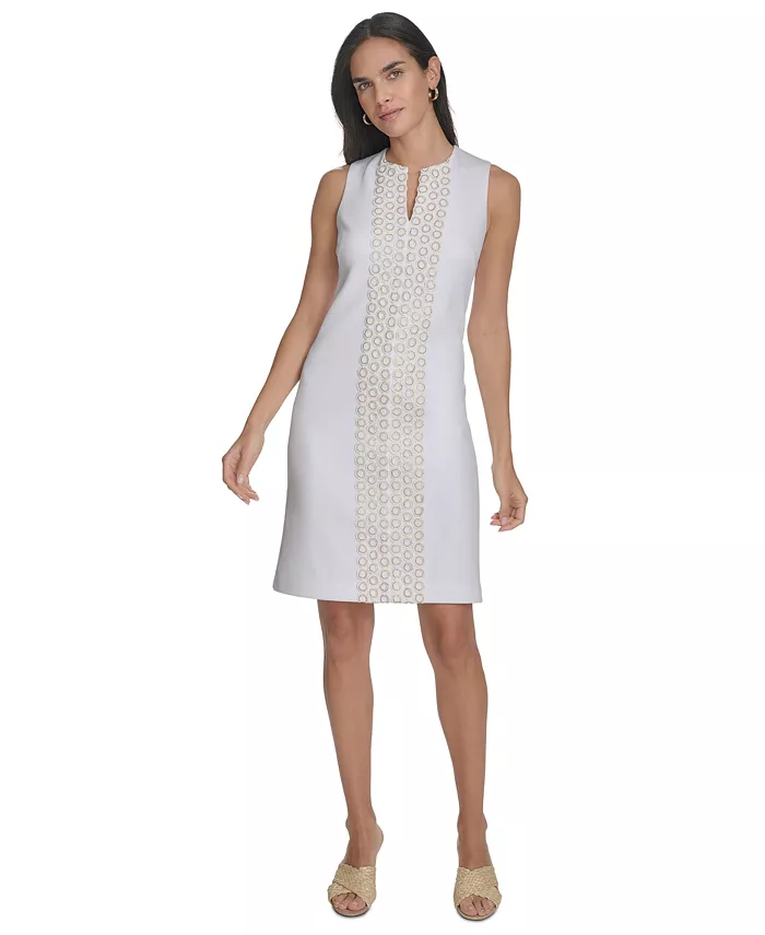 

Женское платье с кружевной отделкой и разрезом на горловине Jessica Howard, белый