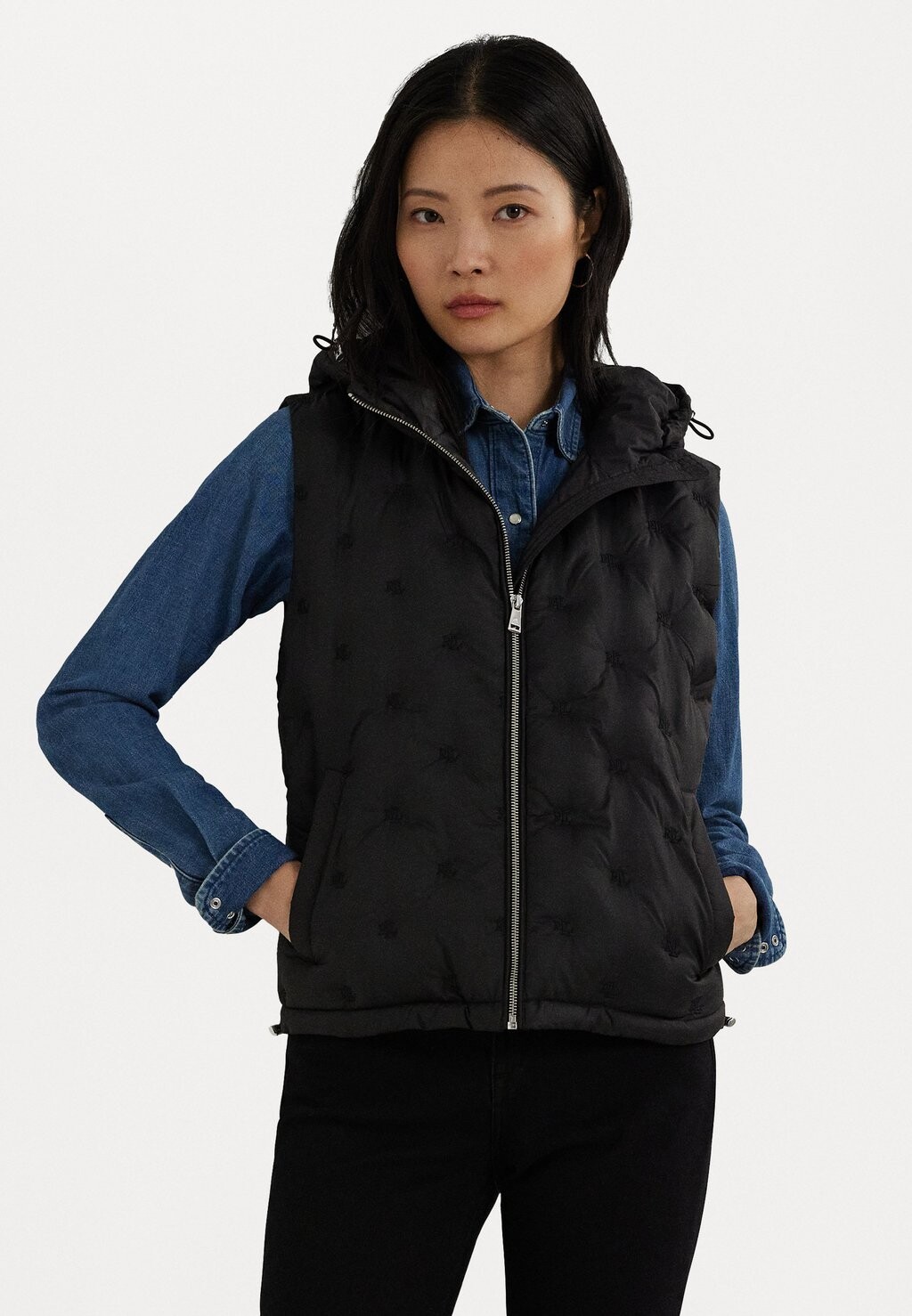 

Жилет LOGO DIAMOND QUILTED HOODED VEST Ralph Lauren, черный