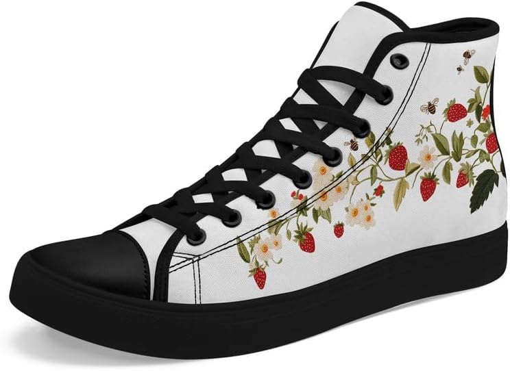 

Женские высокие кеды из холщовой ткани AWSOLE с принтом грибов и цветов, мужские кроссовки на шнуровке с плоской подошвой, стильная обувь для пар, белый/черный/красный/зеленый