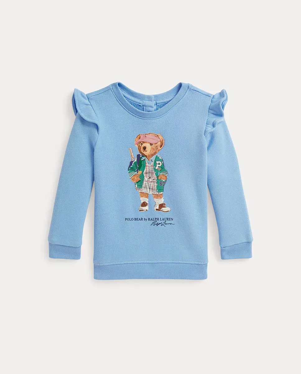 

Детская толстовка для девочки из флиса с Polo Bear Polo Ralph Lauren, светло-голубой