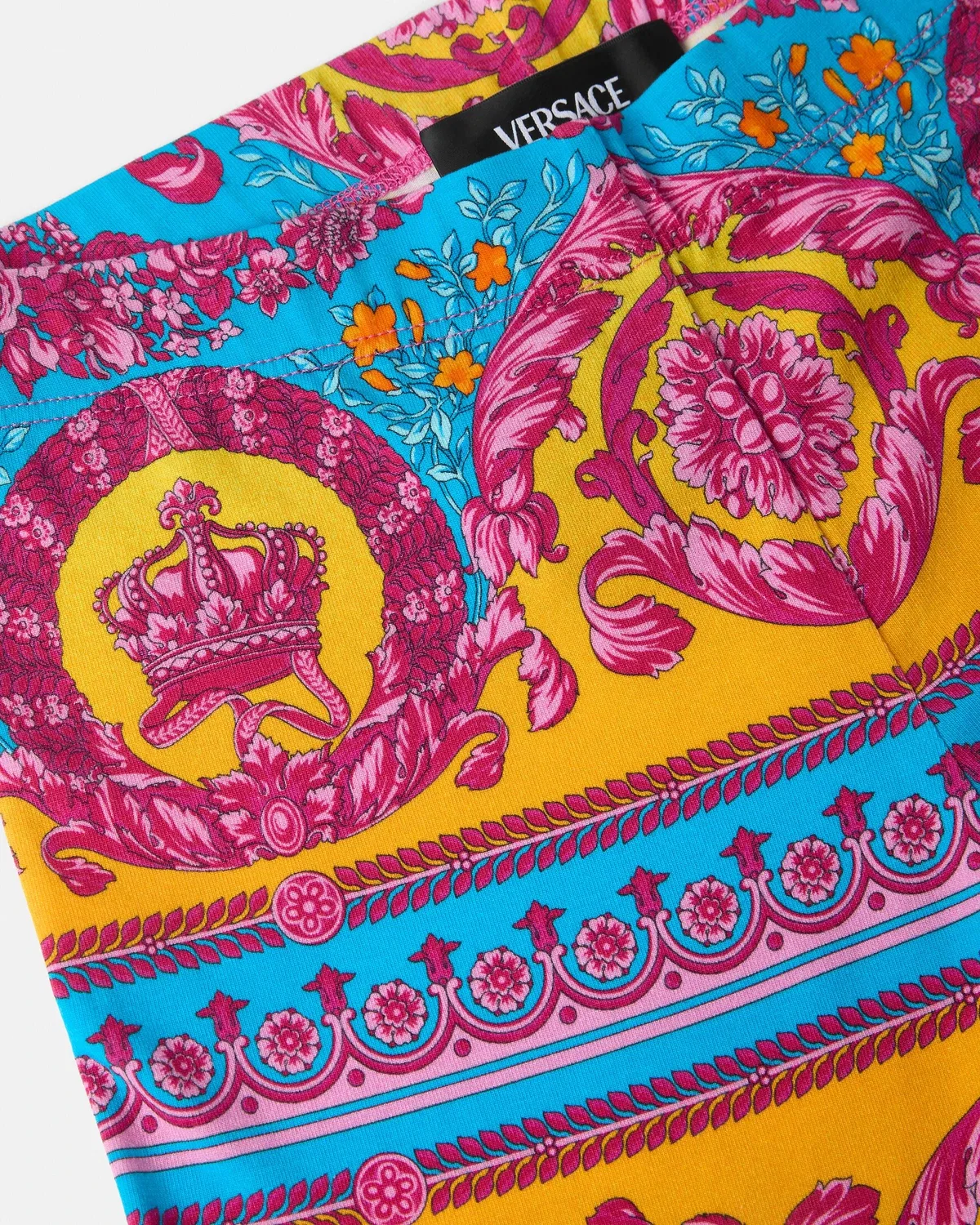 Детские леггинсы из хлопкового джерси с принтом Versace, мультиколор — фото 4