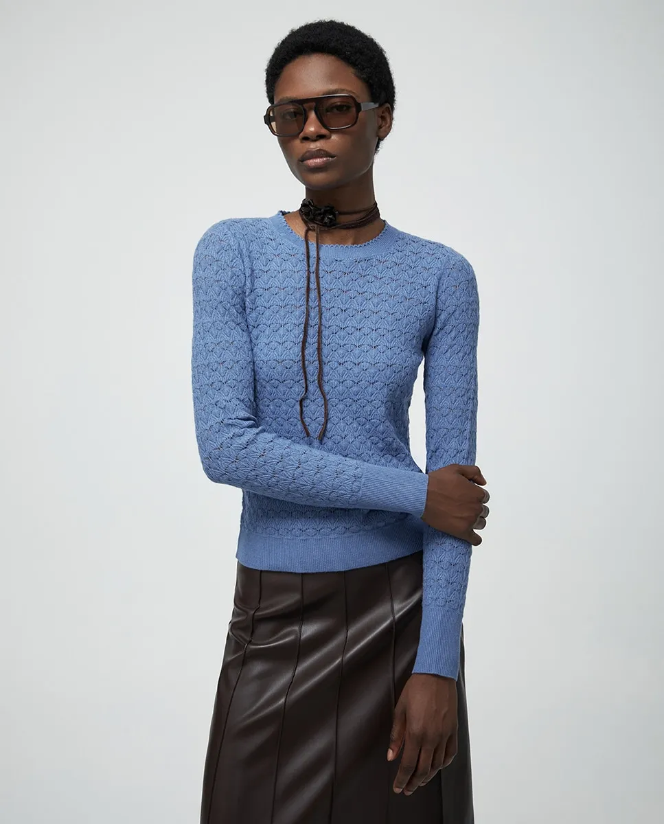 

Джемпер ажурной вязки Sfera, синий