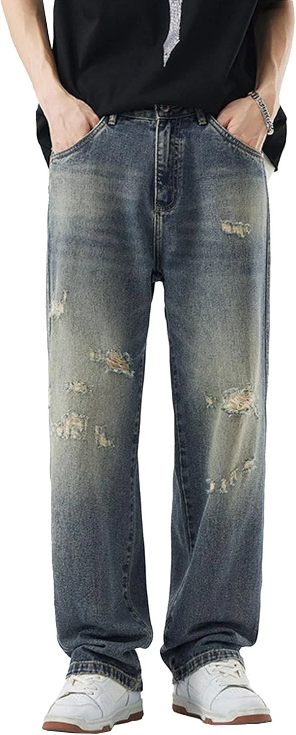 Джинсы свободные Baggy Ripped Jeans, синие
