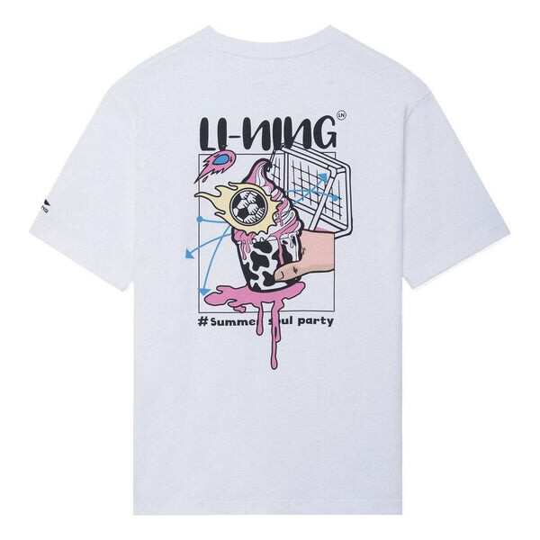 

Футболка летняя соул вечеринка графическая свободная футболка Li-Ning, белый