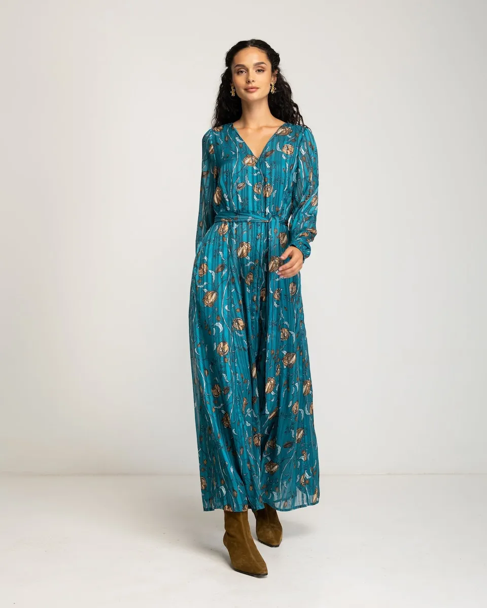 

Длинное платье с длинными рукавами и принтом Niza, синий