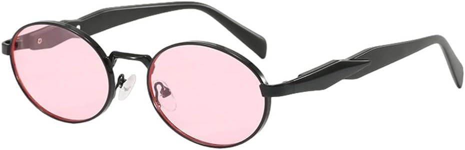 

Ретро овальные солнцезащитные очки 2027 года, модные, простые, с индивидуальным дизайном, в стиле панк, с защитой от УФ-излучения UV400, черные и розовые, один размер MTZJH, One Color