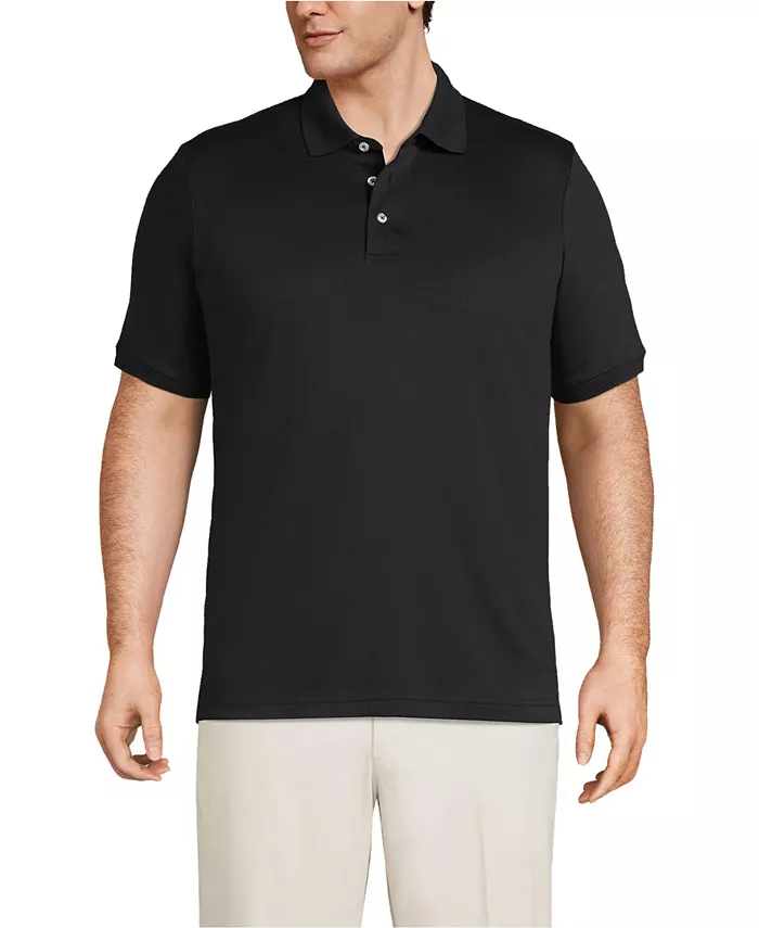 

Большие и высокие школьные поло с коротким рукавом из хлопка Supima Lands' End, черный