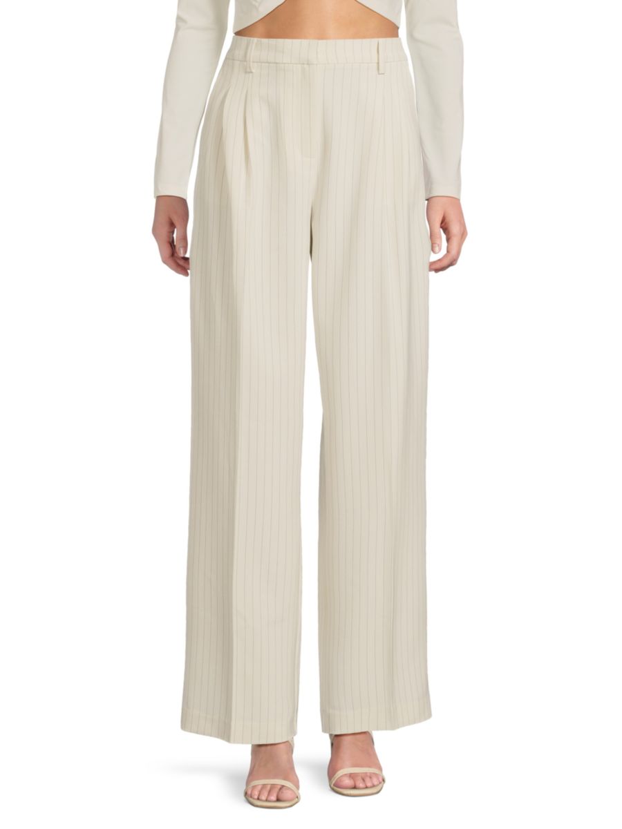 

Широкие брюки в тонкую полоску Vero Moda, цвет Oatmeal Black