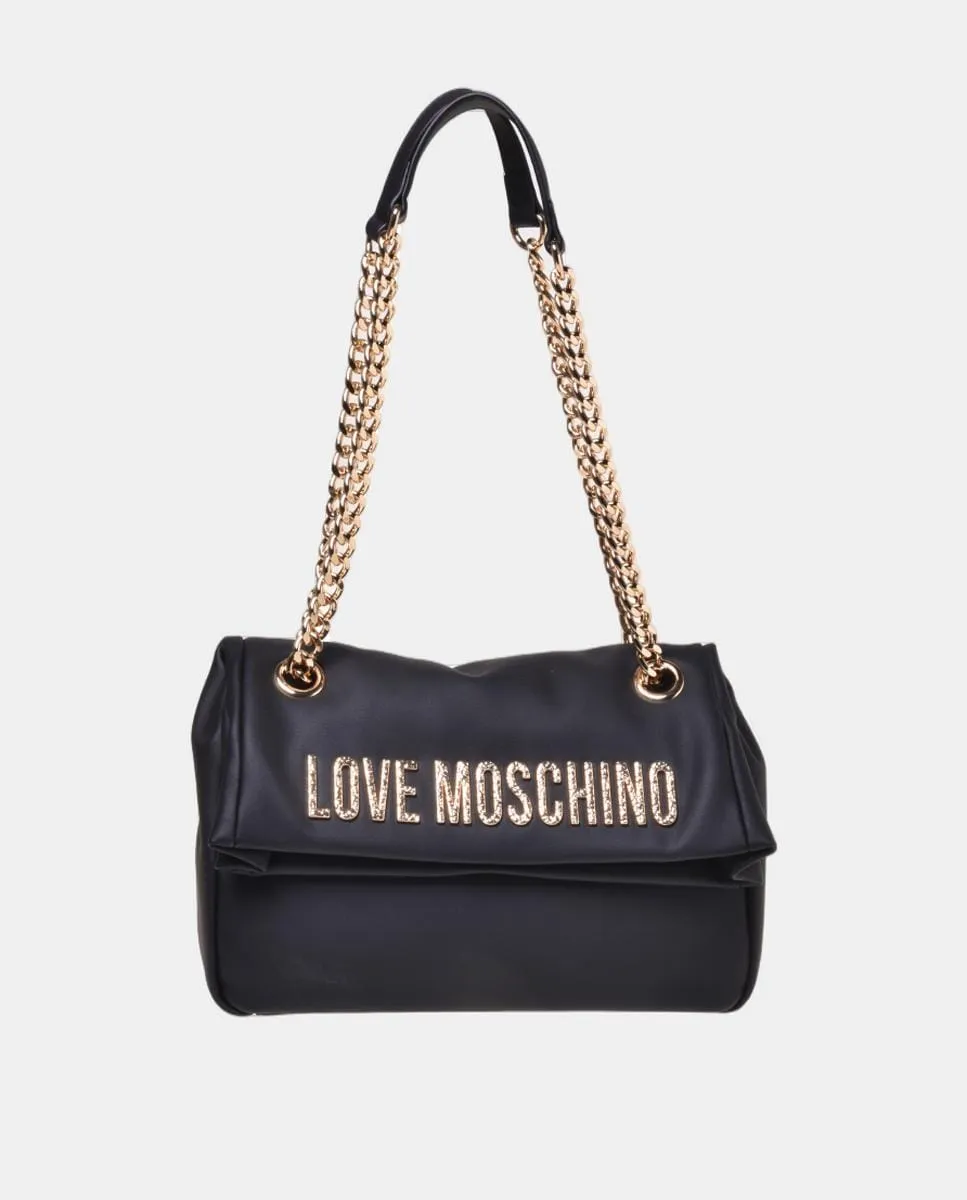 

Сумка со съемным плечевым ремнем и клапаном Love Moschino, черный