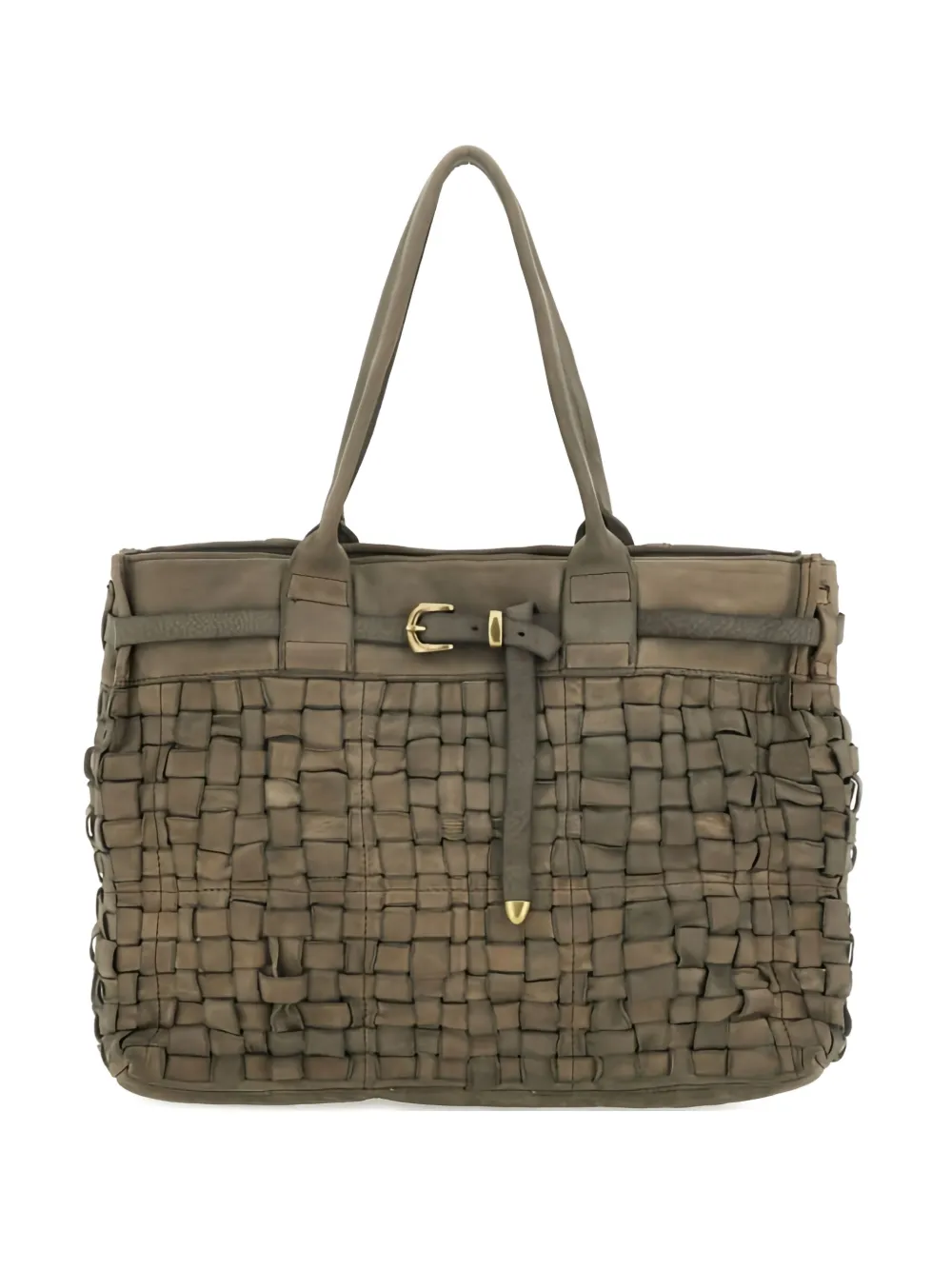 

Сумка-сэтчел с плетеной пряжкой Campomaggi, серый