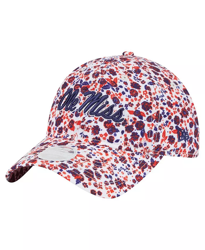 

Женская белая регулируемая кепка Ole Miss Rebels Blooming 9TWENTY New Era