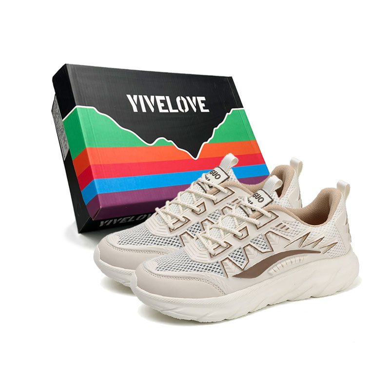 

YIVELOVE Нескользящие износостойкие ударопрочные массивные низкие кроссовки мужские бежевые, цвет Beige