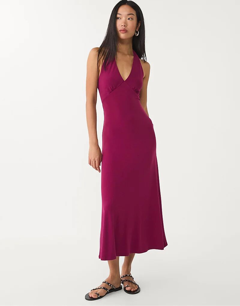 

Платье миди Stradivarius с узлом сзади, светло-розового цвета