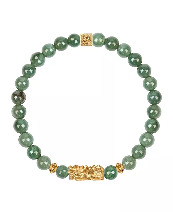 

Неукротимый дух - браслет фэн-шуй с нефритовым драконом Karma And Luck, green/gold