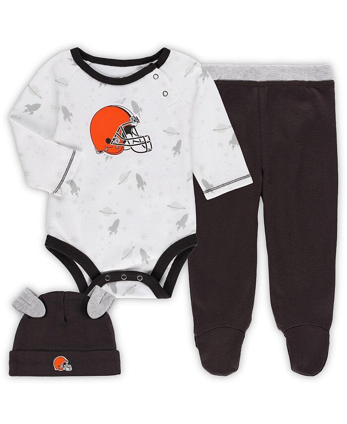 

Белый, коричневый комплект из комбинезонов и шляпы Cleveland Browns Dream Team для новорожденных Outerstuff, белый/коричневый