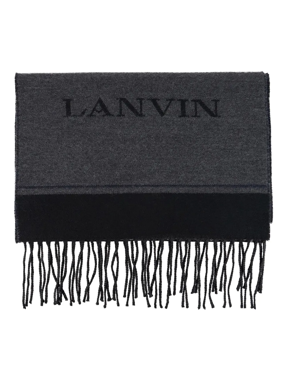 

Шарф с логотипом и бахромой Lanvin, серый