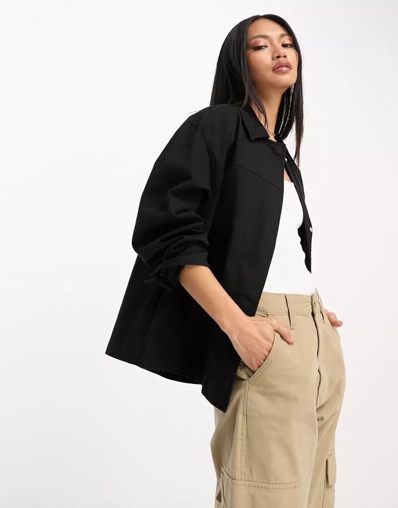 

Черная легкая хлопковая Куртка с карманами ASOS
