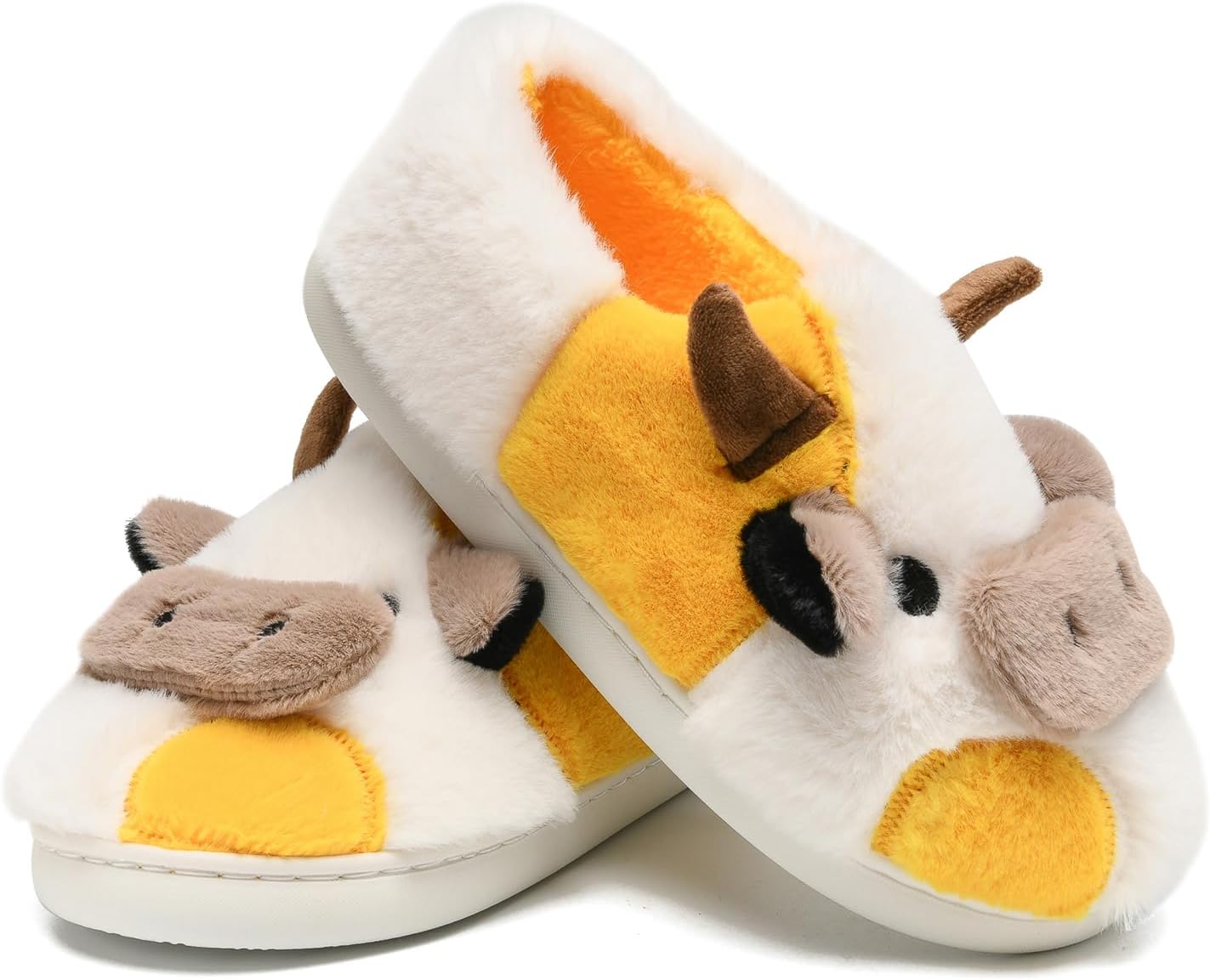 

Детские тапочки Sharllen Fuzzy с милым пушистым коровьим дизайном для малышей, домашние тапочки для девочек и мальчиков с изображением животных, для носки дома и на улице, желтый