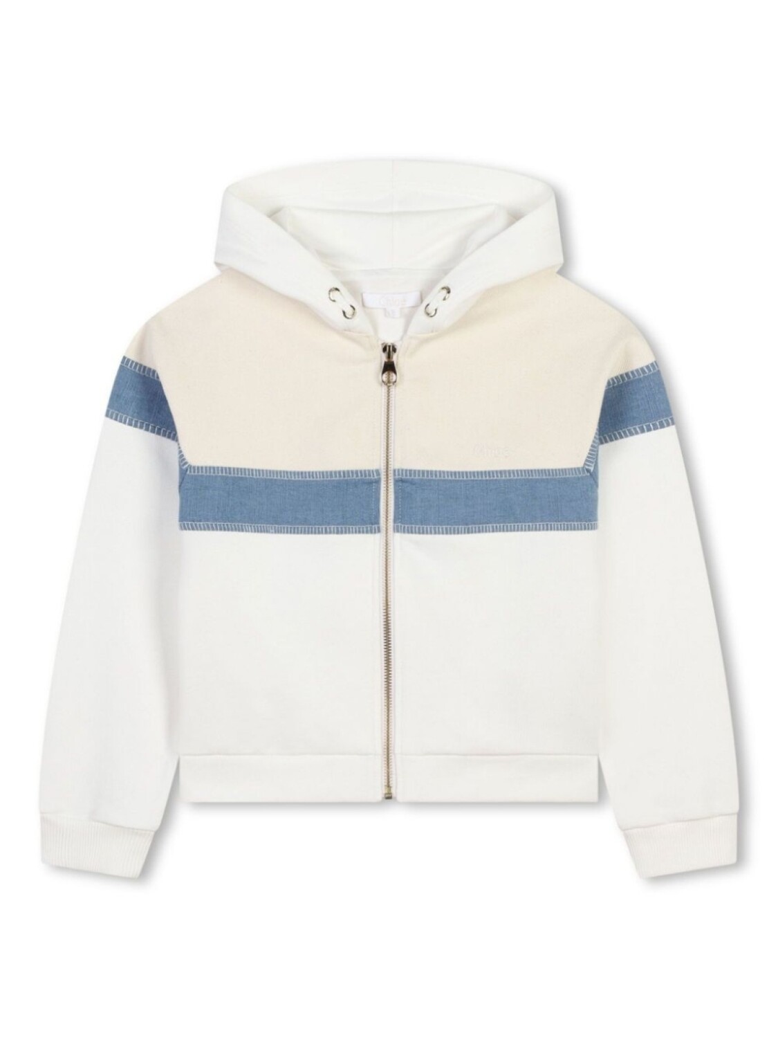 

Chloé Kids худи в стиле колор-блок на молнии, белый