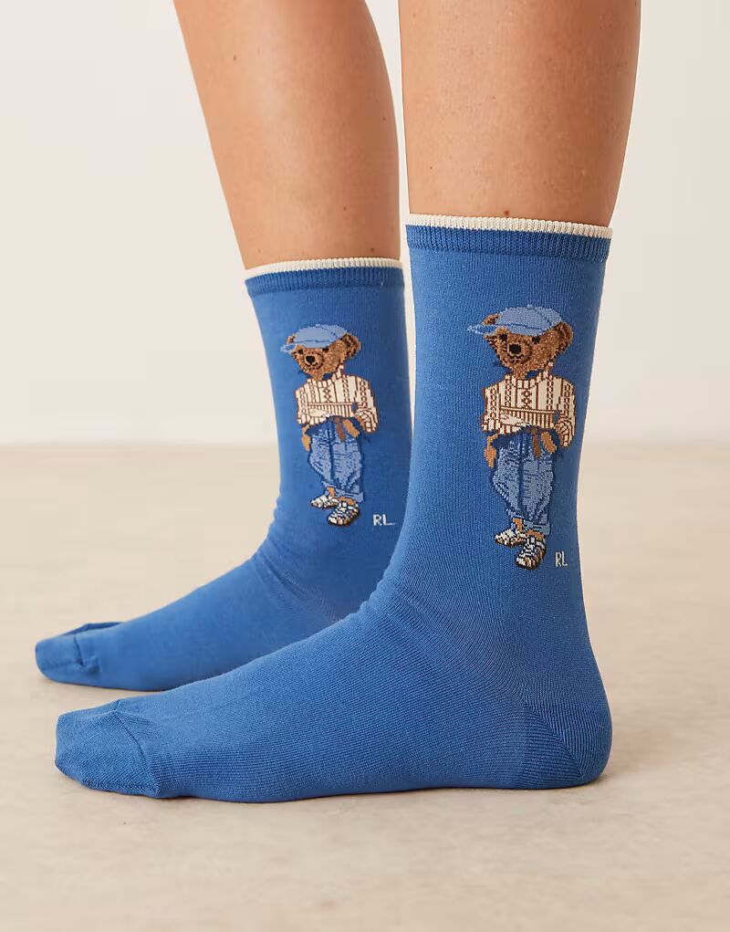 

Носки с медведем Polo Ralph Lauren синего цвета