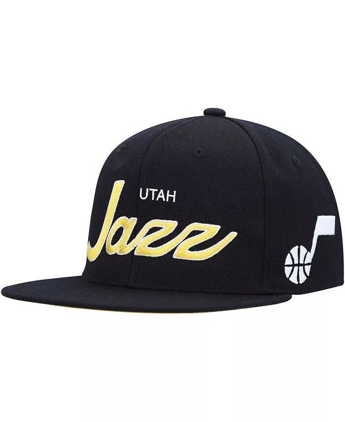 

Мужская черная кепка-кнопка Utah Jazz Hardwood Classics Script 2.0 Snapback Mitchell & Ness