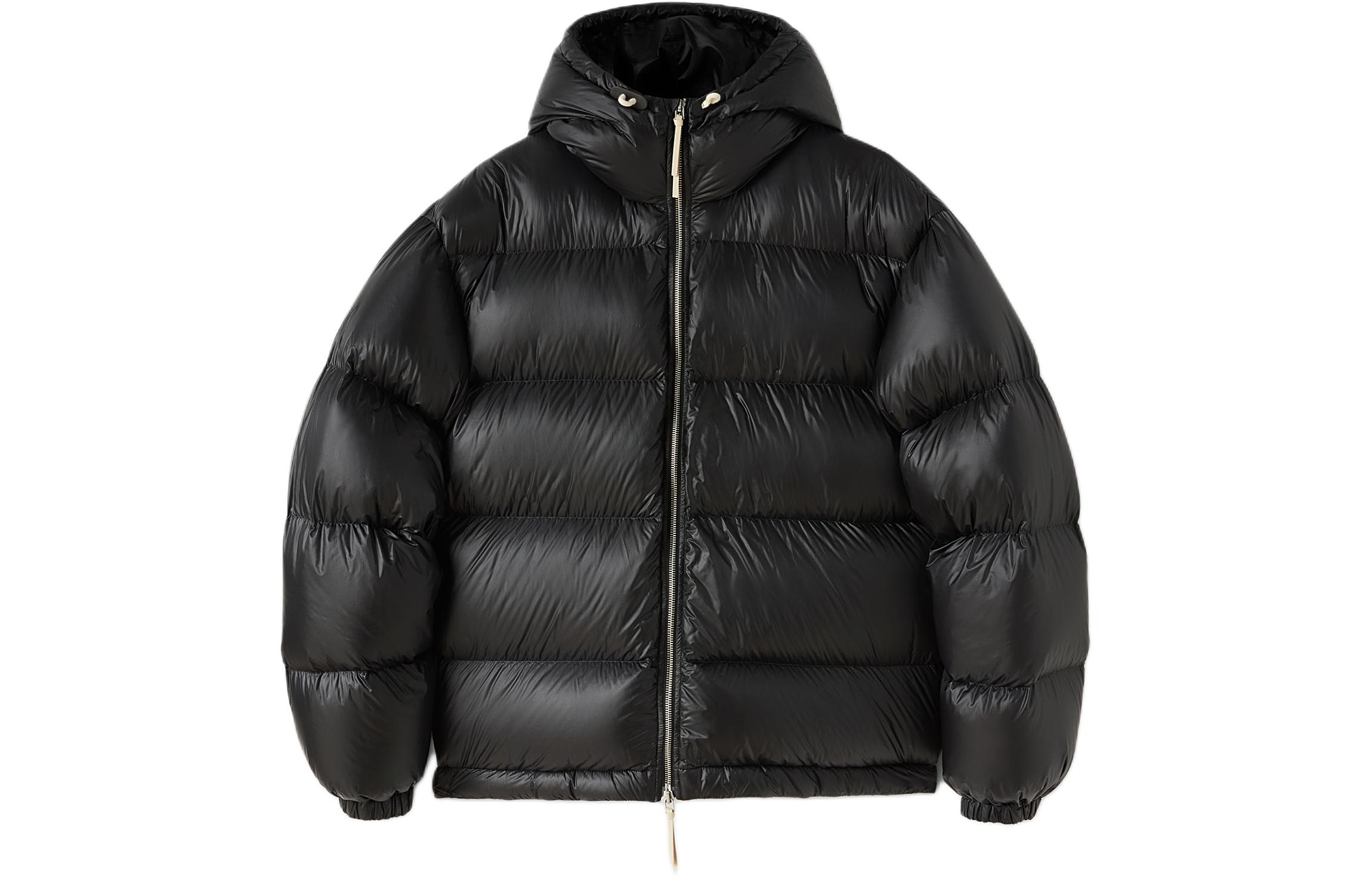 

JIL SANDER Утепленная куртка с капюшоном на шнурке и молнией, Black