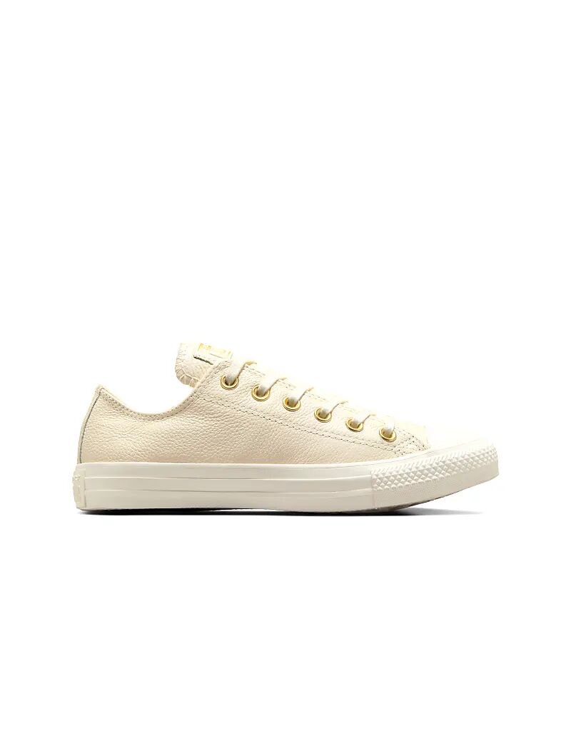 Кеды Converse Chuck Taylor All Star из натуральной кожи в цвете «эгрет/золото»