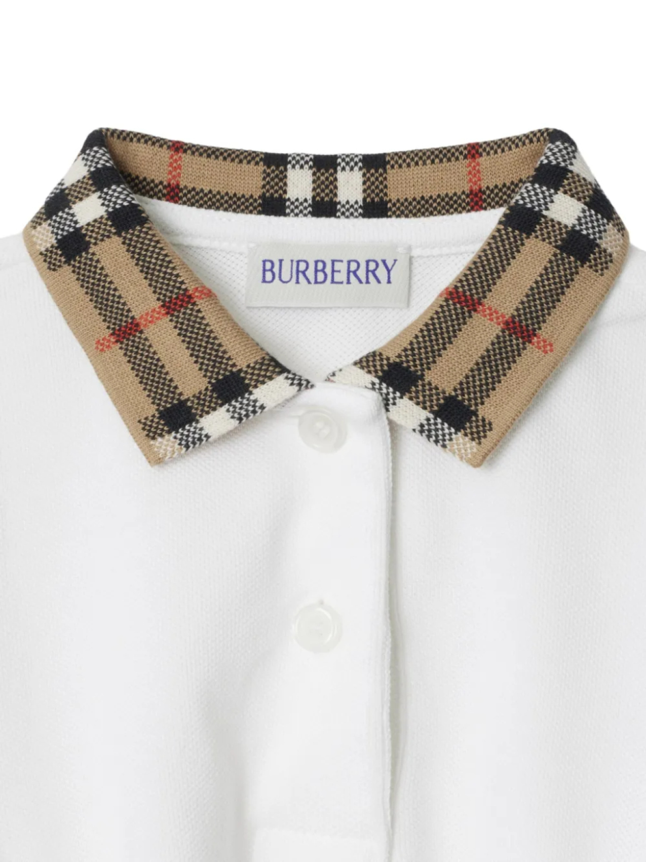 Burberry Kids платье с воротником поло, белый — фото 3