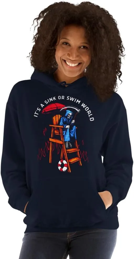 It's A Sink Or Swim World Funny Halloween худи Unisex Generic, темно-синий