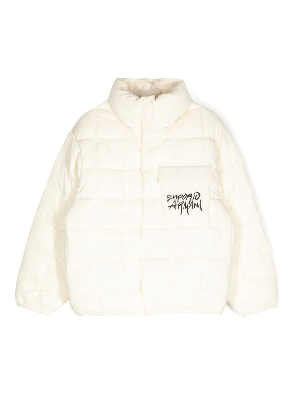 

Пуховик с логотипом Emporio Armani Kids, белый