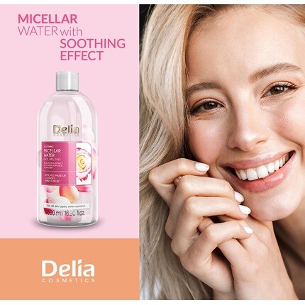 Мицеллярная вода Delia Cosmetics — Успокаивающее очищающее средство для лица на мицеллярной воде с экстрактом лепестков роз, 500 мл — фото 3