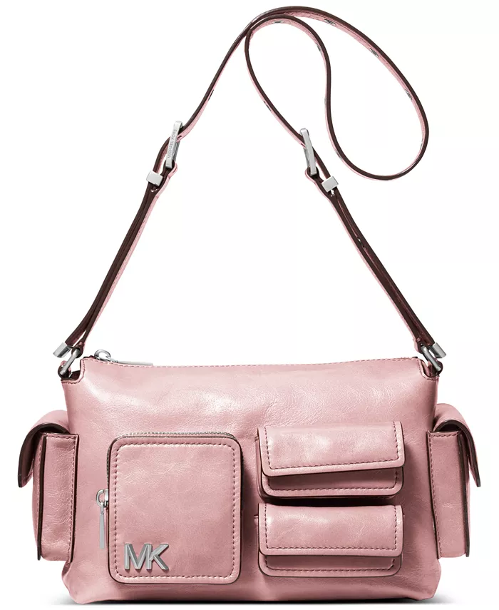 

Средняя кожаная наплечная сумка Dakota с карманом Michael Kors, розовый