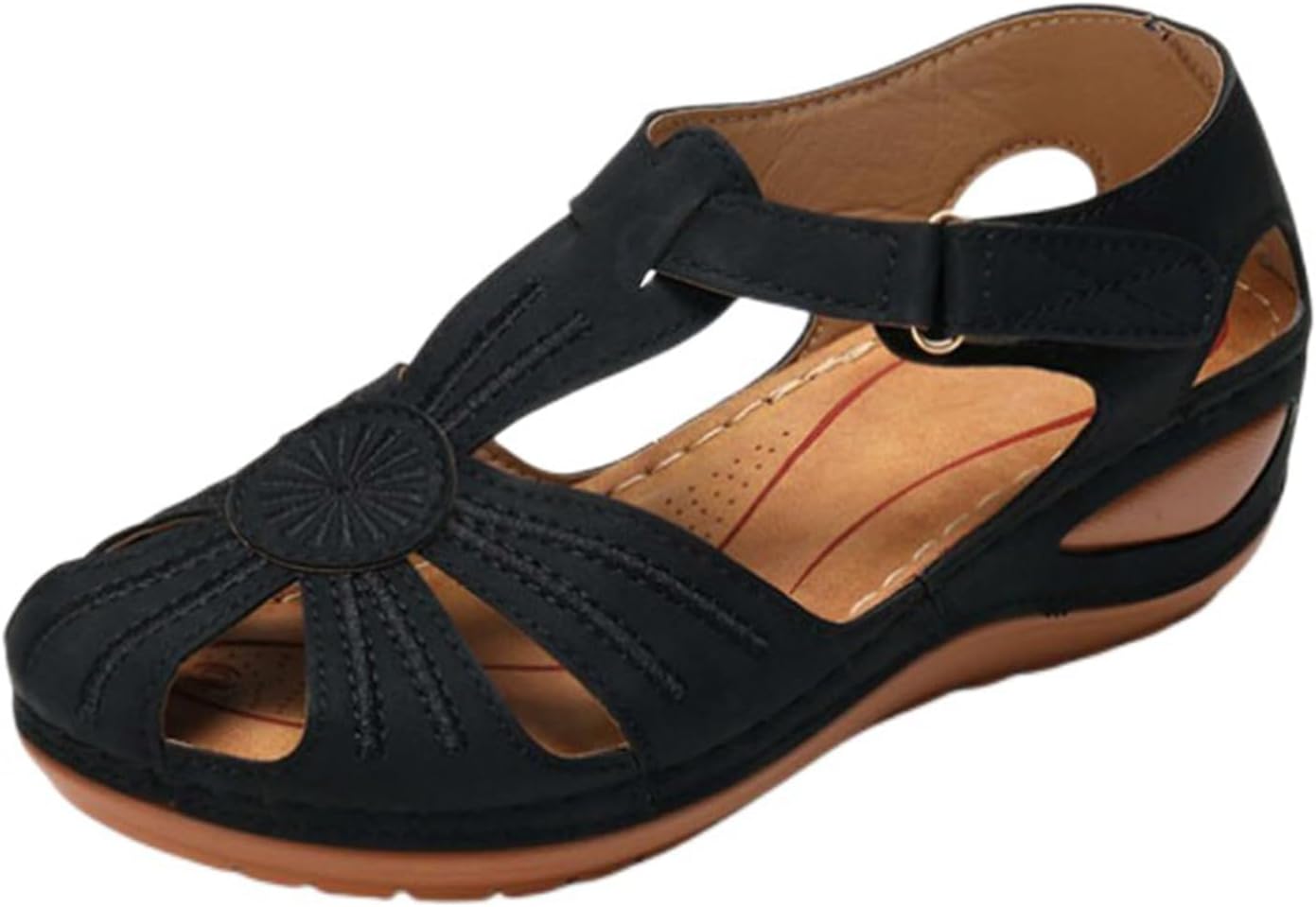 

Женские сандалии на танкетке, летние нарядные, закрытый носок, пляжные бохо с ремешком на щиколотке, удобные сандалии-слипоны в стиле гладиатор Generic, черный