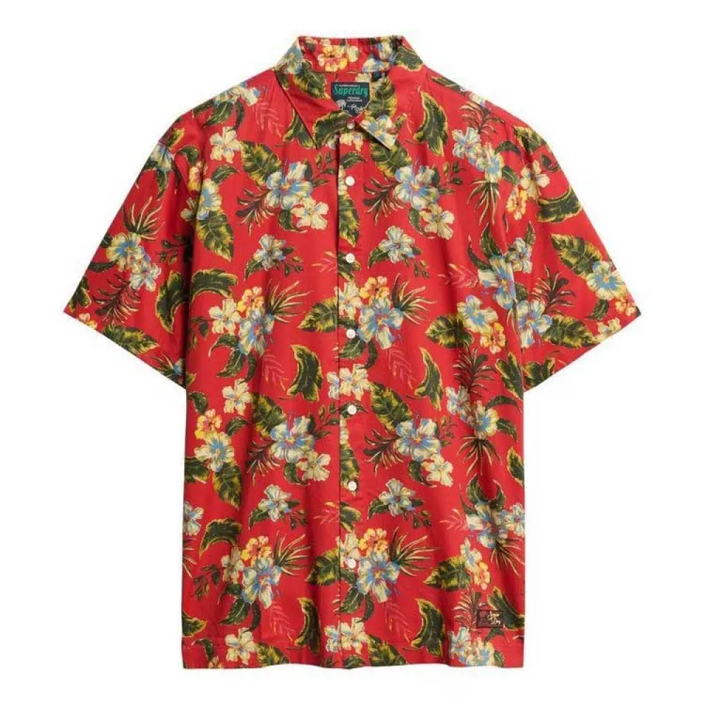 Рубашка с коротким рукавом Superdry Hawaiian Print, красный — фото 3