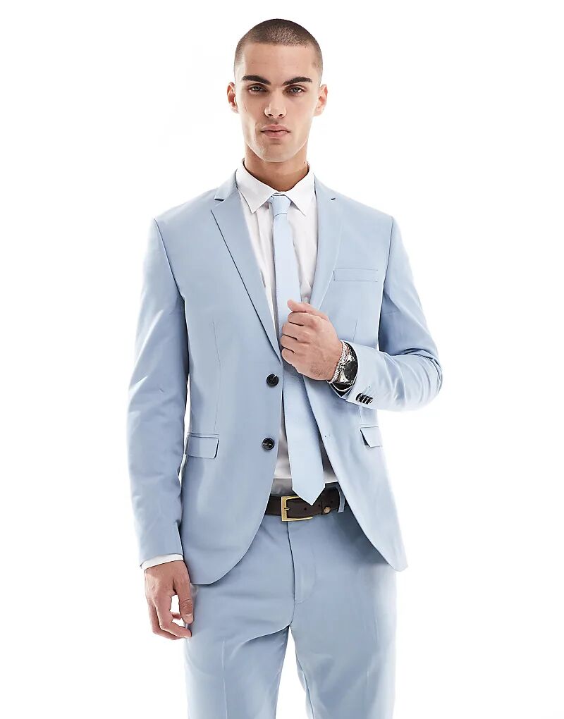

Приталенный пиджак Jack & Jones светло-голубого цвета