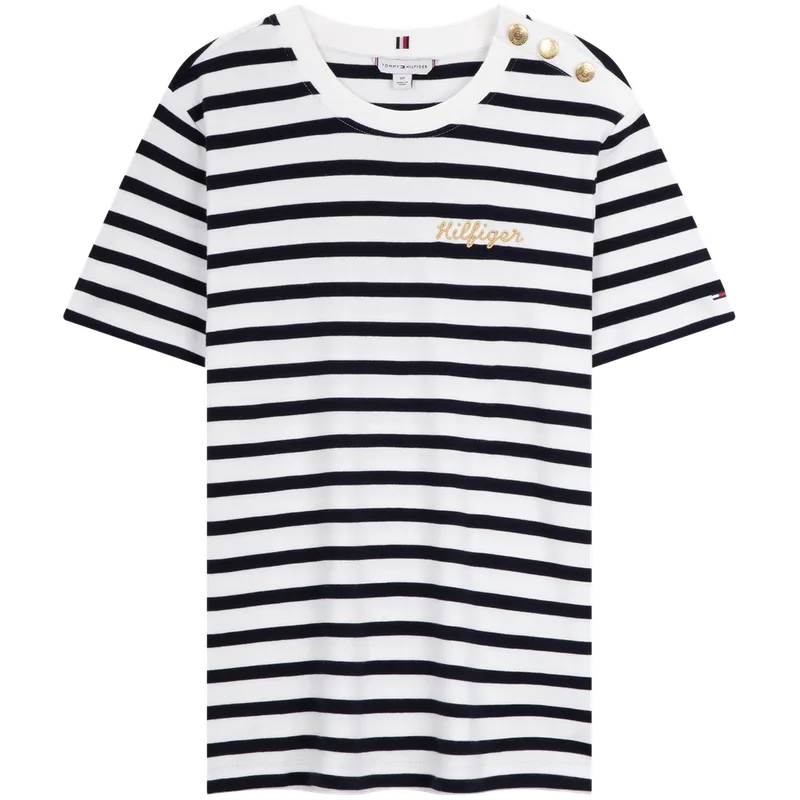 Tommy Hilfiger Футболка женская в черно-белую полоску — фото 3