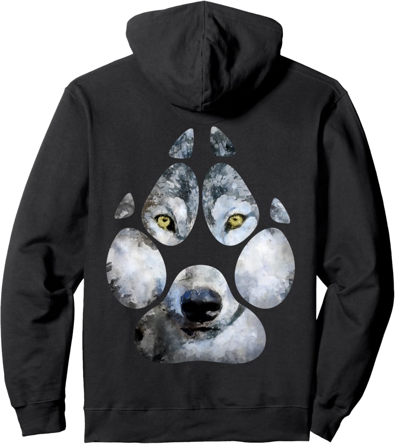 

Толстовка с изображением волчьей лапы, дикого животного, природы, морды волка, акварельной дикой природы Dramabite, черный