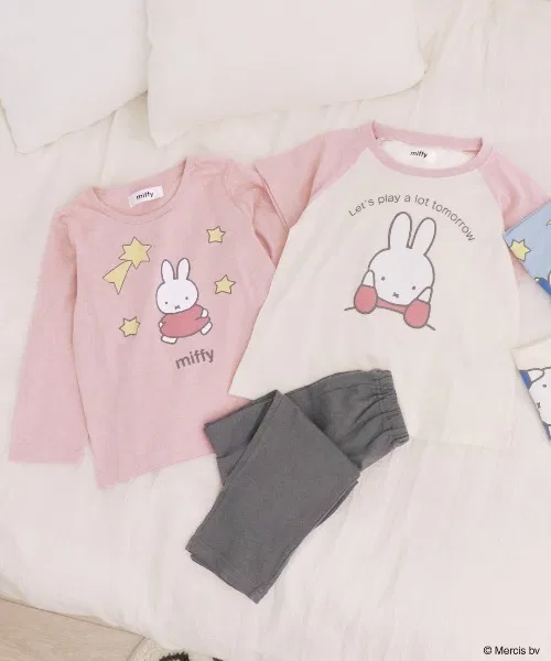 Комплект детской пижамы Miffy, из 2 топов и брюк, хлопок, розовый