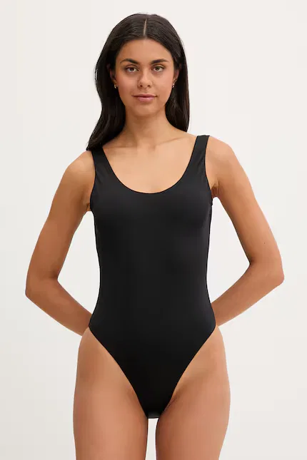 Купальник слитный полосатый Calvin Klein, черный