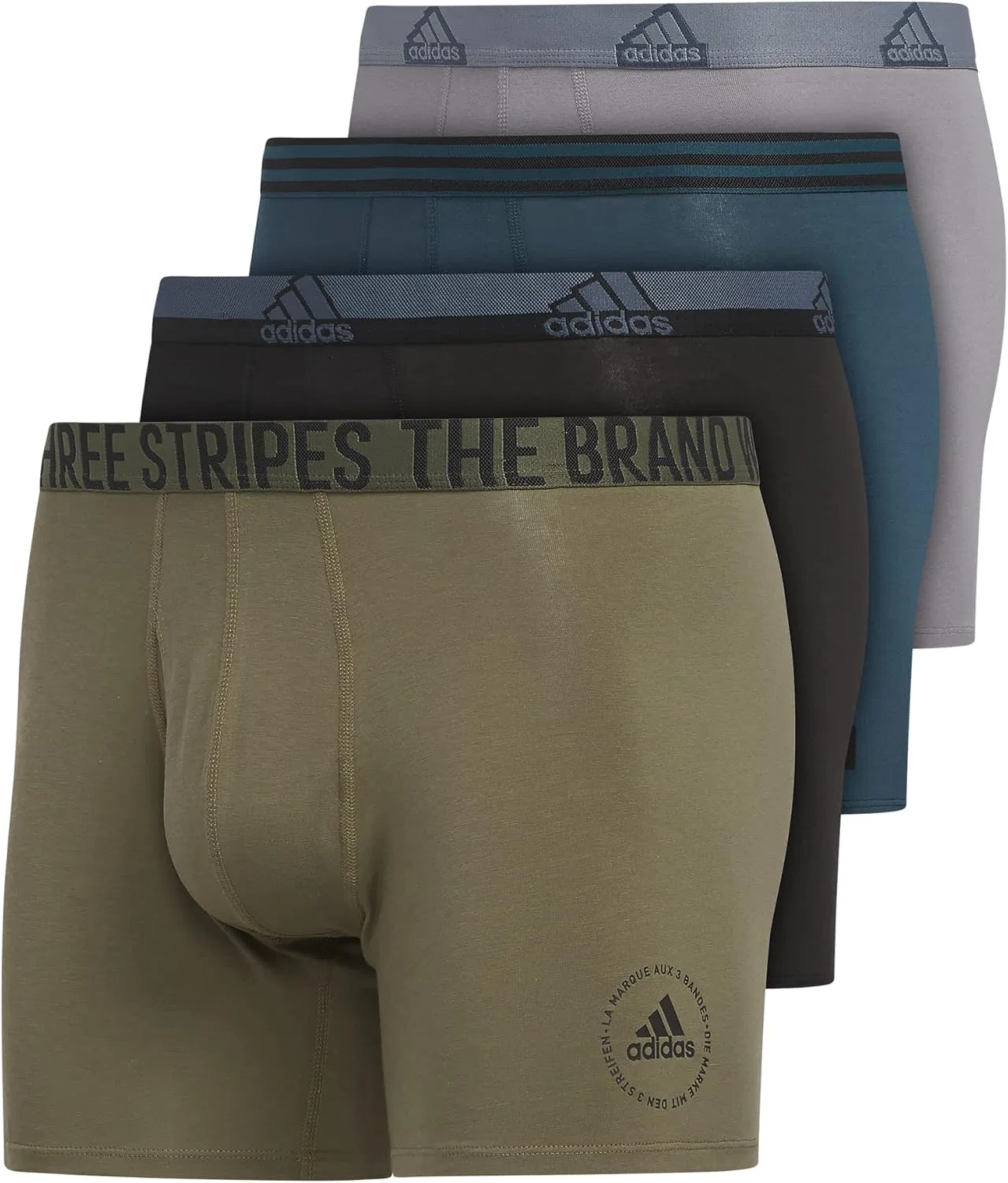 Боксеры stretch cotton, Adidas, Black/Olive Strata Green/Arctic Night Blue