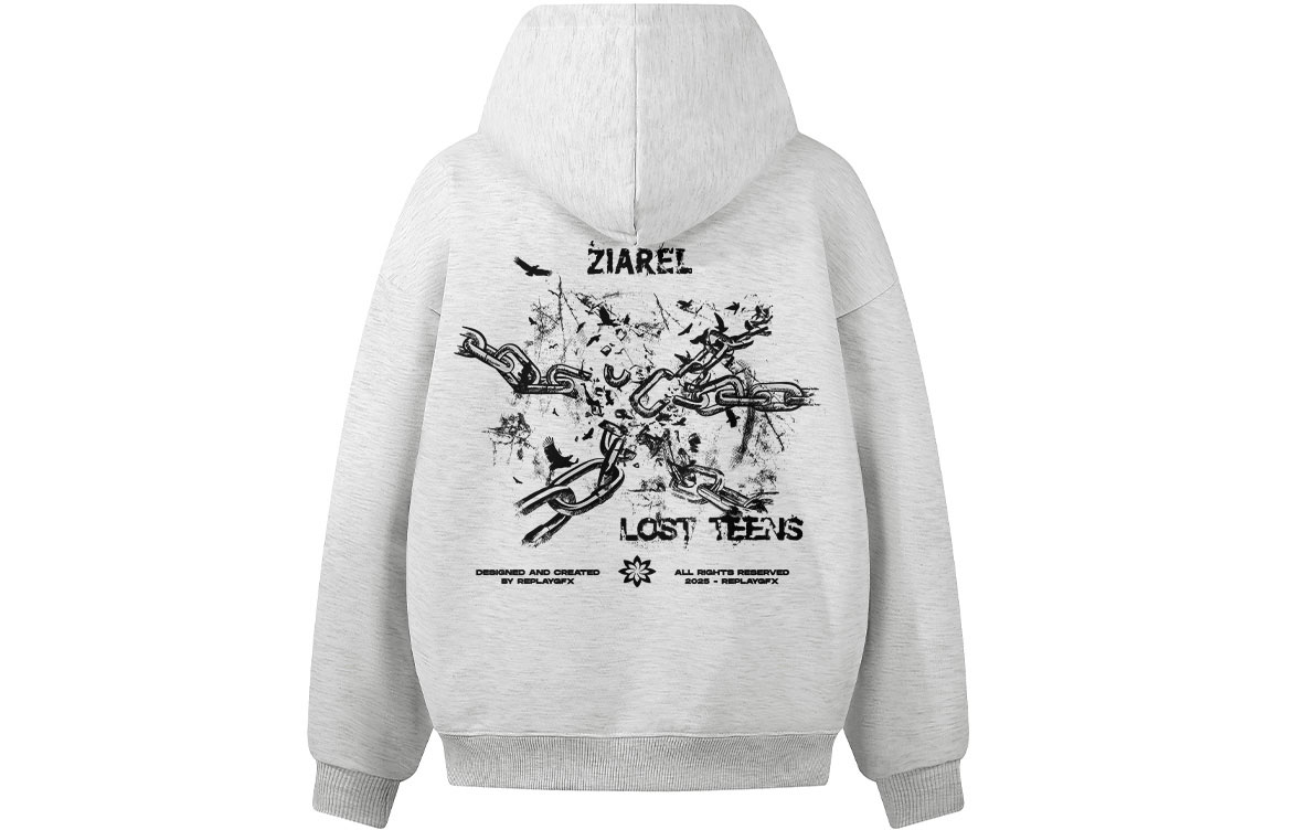 

Толстовка Unisex Hooded Moderate Heavyweight ZIAREL, белый heather серый