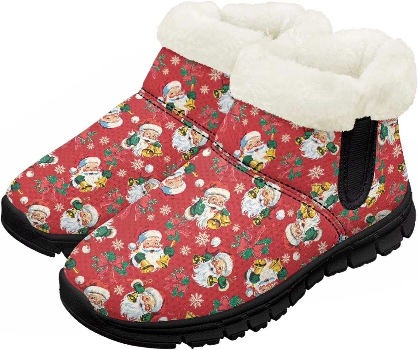 

Детские зимние ботинки для девочек и мальчиков, утепленные, с меховой подкладкой, водонепроницаемые, легкие, противоскользящие Chririnla, Xmas Santa Claus