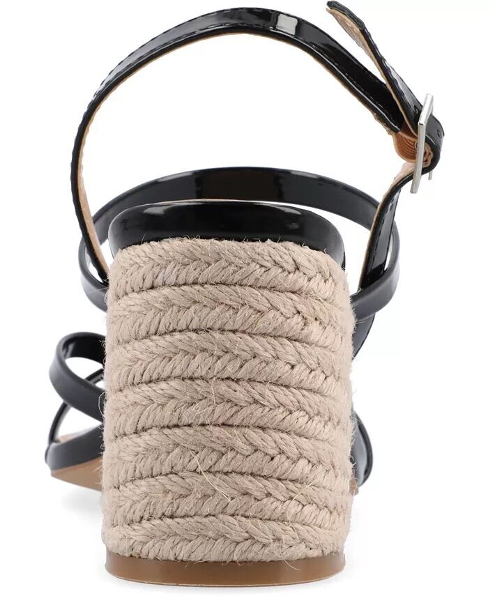 Женские босоножки Olivina Espadrille на блочном каблуке с ремешками Journee Collection, черный — фото 3